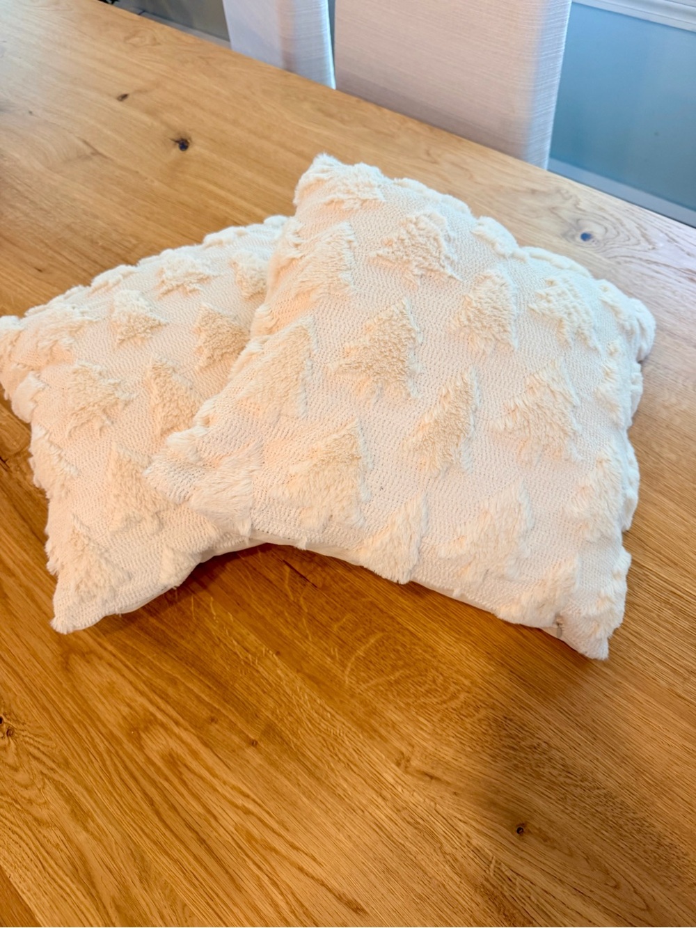 Neutral Cream tree Textured Holiday Throw Pillow - Set of 2